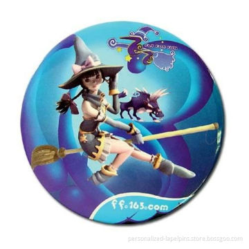 Promotional Zinc Alloy, Gold, Silver Button Metal Pin Badges, Full - Color Printing Finish